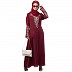 A-line abaya with Resham embroidery work- Maroon